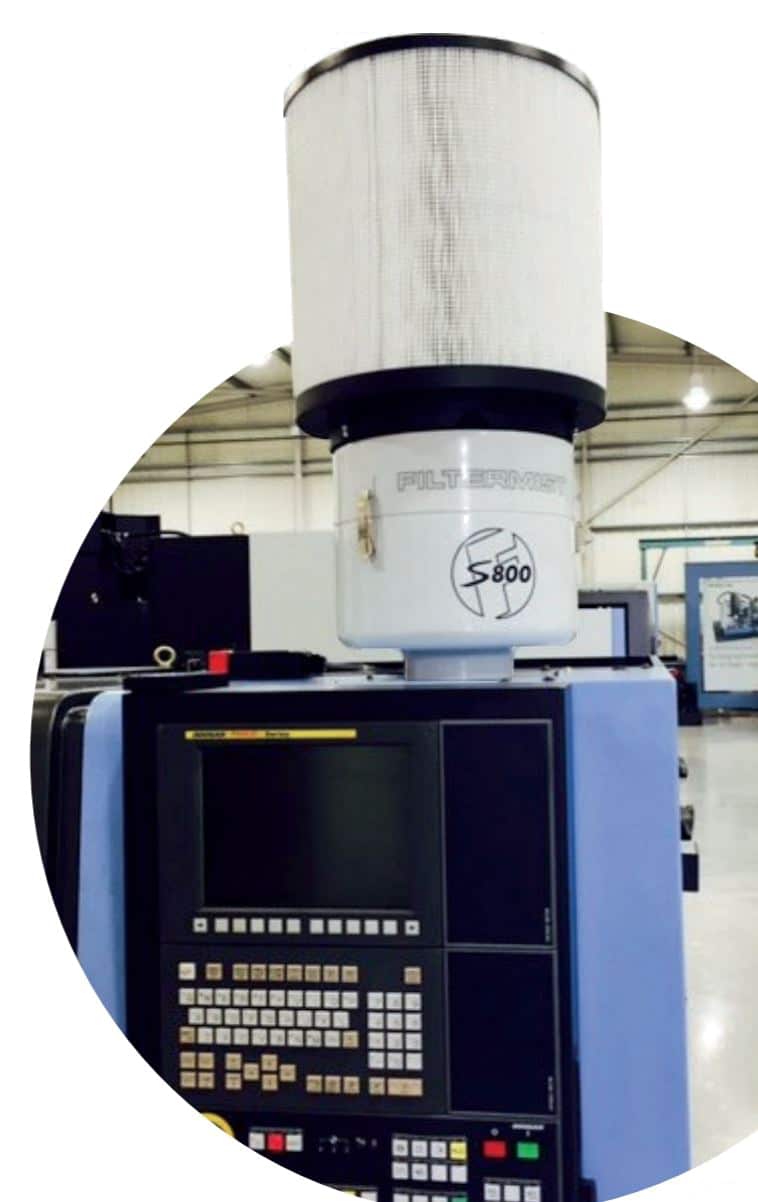 Filtermistenheten S800 i kombination med S-Fusionfilterenheten monterad på en maskin.